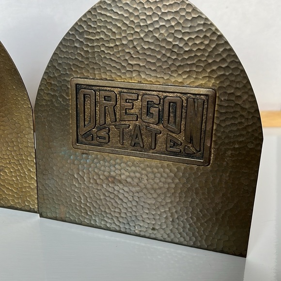 Oregon State Bookends Antique Brass Bookends Robbins Co. Attleboro MA - Picture 5 of 15